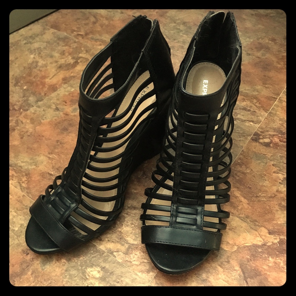 Black Cage Wedges